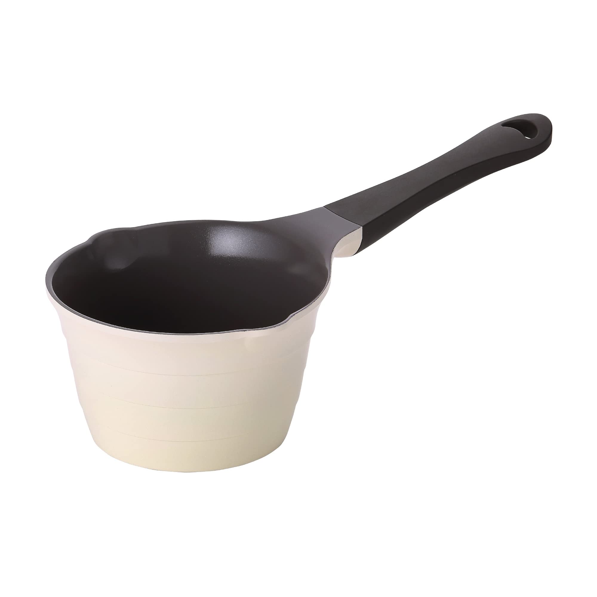 Photo 1 of (USED/FAIR) Neoflam 1qt Saucepan Butter Warmer Milk Boiling|Melting Pot, Ecolon Healthy Ceramic Nonstick Coating PFOA-free, 2 Pour Spouts, Dishwasher Safe, Ivory