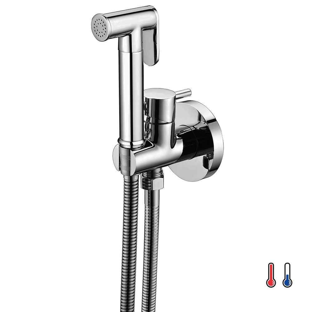 Kibath L473551 Intimate Hygiene 2 Waters (Cold and Warm) Round Toilet Installation Tap Space Saving and Useful for Cleaning The Toilet, Chrome Gloss