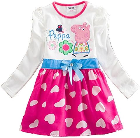Cute Peppa Pig Baby Girl Kid Cotton Dot Long Sleeve Princess Skirt Dress
