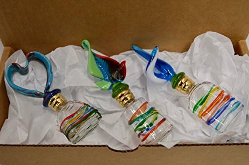 Murano Colored Drizzle Glass Perfume Bottles, Set of 3