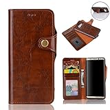 Galaxy S8 Case Folio Wallet Magnetic Detachable,SAVYOU 2 in1 Luxury Series Premium Vegan Leather Flip Wallet Card Holder with Kickstand Slim PC Back Cover for Samsung Galaxy S8 BROWN