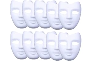 meioro DIY White Paper Mask Pulp Blank Hand Painted Mask Personality Creative Free Design Mask for Artistic Projects, Theater, Halloween, Masquerade Parties, Classroom Art 10pcs (V face)