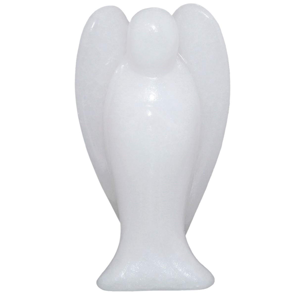 mookaitedecor 3 Inch White Jade Crystal Guardian Angel Gemstone Carved Figurine Statue Home Ornament, Healing Crystal Gifts, Love Peace Lucky Charm Stone Angel for Reiki Chakra Decoration