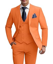 Men's Tangerine Party Homcoming Suits Solid Blazer