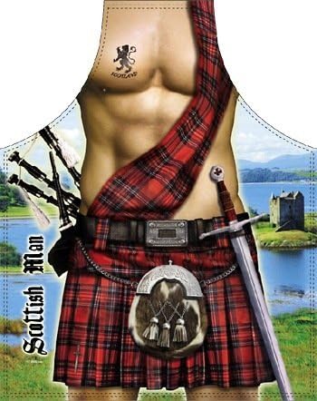 Funny Apron Cooking Apron Kitchen Apron Bib Apron with Motif==Scottish Man Apron BBQ Apron by Itati