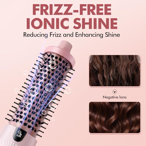 Dovza Blowout Boost Thermal Brush - 1.5 Inch Thermal Brush & Curling Iron for Voluminous Blowout, Dual Voltage, Ceramic Tourmaline & Negative Ion, 5 Heat Settings
