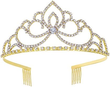 Rhinestones Crystal Wedding Bridal Prom Pageant Princess Gold Tiara Crown