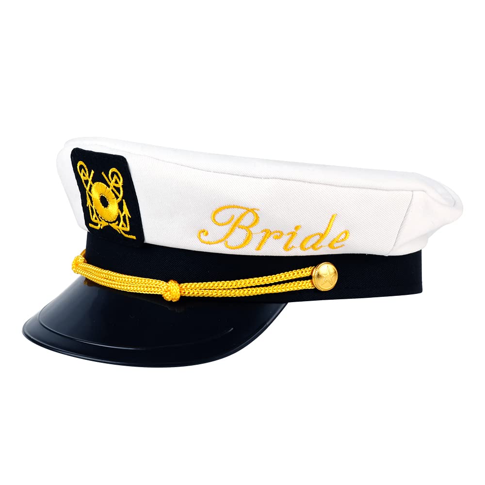 Photo 1 of Bachelorette Party Captain's Hat - Cute Bride to Be Nautical Bachelorette Hat | Fun Bridal Shower Accessories Decor Wedding (Without Viel) White