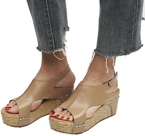 Women Sandals, Shybuy Women Summer Sandals Round Toe Breathable Beach Casual Sandals Boho Peep Toe Wedges Shoes