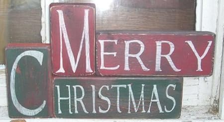 christmas wood blocks