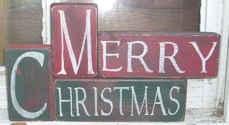 merry christmas wooden blocks