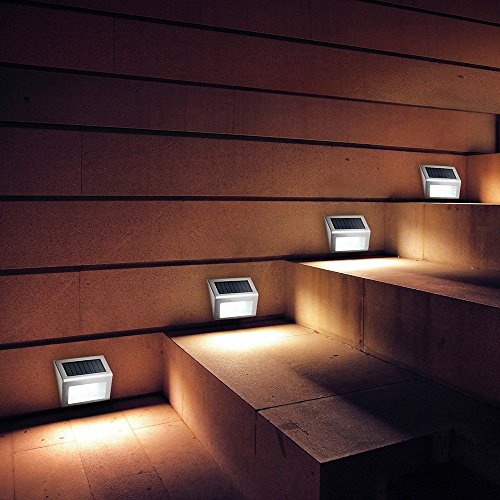 [White Light] Solar Lights for Steps Decks Yard Stairs Fences, LED lamp, Outdoor Waterproof, 6 Pack - Thumbnail 5