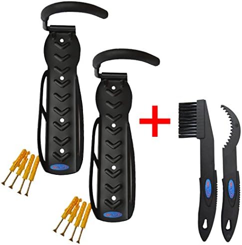 SABLEU 2X Bike Storage Wall Mounted Rack Hanger Hook & 2X Chain Gear Cleaner Brush (05-Wall Mount)