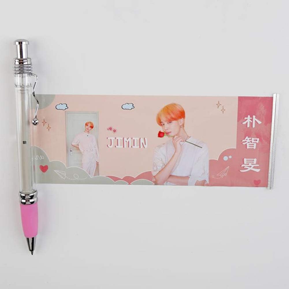 zhongjiany Gel Pen Pull Out Banner Pen Jimin V SUGA JK School Office Stationery(Style05)