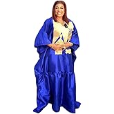 HD Stylish African Boubou Dress for Woman Plus Size Embroidery Ruffle Hemline Maxi Gown