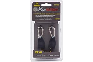 LIBERTY GARDEN Rope Ratchet 10000 Light Hanger - 1/8" Ratchet with Carabineer Clips 6' rope 2 Pack