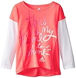 Adidas Little Girls' Long Sleeve Graphic Tee Shirt, Flash Red, 6