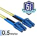 CableRack 0.5 Meter LC to LC Single Mode Fiber 9/125 Fiber Patch Cable (5-Pack)