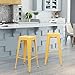 Furmax 30 Inches Metal Bar Stools Bar Height High Backless Stools Indoor Outdoor Stackable Kitchen Stools Set of 4 (Yellow)