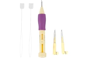 WALFRONT Punch Needle Embroidery Set Embroidery Needle Punch with 3 Sizes Needle Pen Kit Tool for DIY Craft for DIY Threaders Sewing Knitting for Mother(Yellow +)