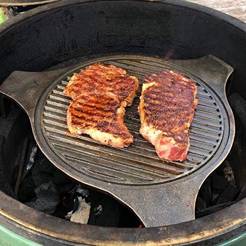 18" Cast Iron Plate Setter for Large Big Green Egg Accessories or Other Caramic Grill ConvEGGtor for BGE Accessories 3Legs Grooved Plate Setter for Indirect Cooking BBQ Smoker Accessories