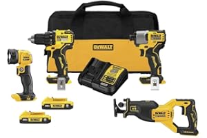 DEWALT 20V MAX Cordless 4 Tool Brushless Combo Kit, Drill, Impact Driver, Recip Saw & Work Light (DCK427D2)