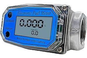 AMEIP 1 inch Water Flow Meter 2.6-26 GPM NPT Thread Turbine Flowmeter ±1% Accuracy for Measure Diesel Kerosene and Water