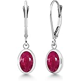 Gem Stone King Drop Dangle Leverback Earrings For Women | 925 Sterling Silver | Oval 8X6MM | Gemstone Birthstone | Fine Jewelry Gifts for Her Mom Women Wife