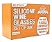 Silicone Wine Glasses - Set of 6 - Unbreakable Outdoor Rubber Wine Cups: 14 oz, Clear Silicone. 100% Dishwasher Safe - Shatterproof Glass for Travel, Outdoor, Picnic, Pool, Camping