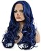 Diy-Wig Long Body Wavy Curly Blue Wig for Women Center Party No Bangs Cosplay Synthetic Hair Replacement Full Wig