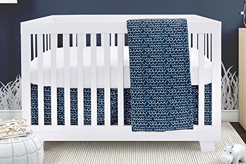 Bebelelo Baby Crib Bedding For Girls And Boys, Navy Blue and White Wave Sky Drake Design, 4-Piece Set Includes Fitted Sheet, Crib Comforter, Comforter Cover, Skirt