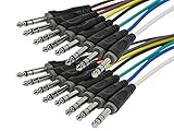 Monoprice 8-Channel 1/4 Inch TRS Male to 1/4 Inch TRS Male Snake 26AWG Cable C/D - 1 Meter (3 Feet) with 8 Balanced Mono/Unbalanced Stereo Lines