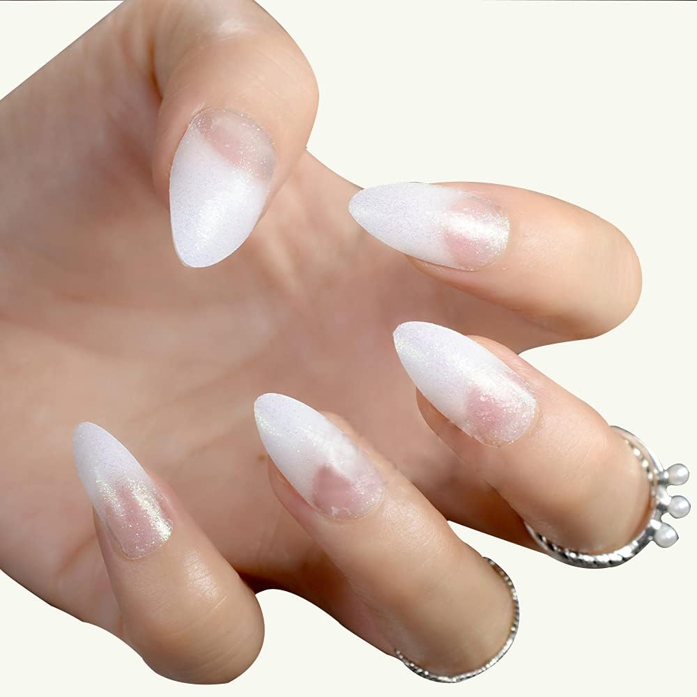 wallpapers French Tip Coffin Nails With Glitter 24 stiletto false coffin false nail white clear french nail glitter acrylic long round natural nail uk