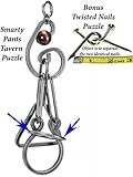 SMARTY PANTS _ Tavern Puzzles Heavy Metal Disentanglement-Style Brain Teaser _ BONUS Twisted Nails Puzzle