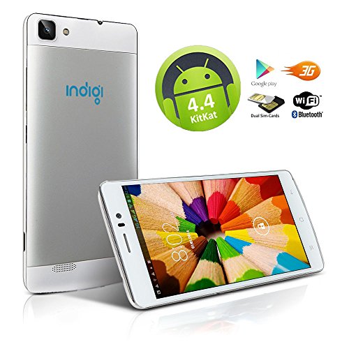 Indigi 3G Smartphone (Factory GSM Unlocked) 5.5-inch Full HD Capacitive Multi-Touch Screen Android 4.4 Smartphone White