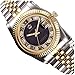 FUTUC Reginald Men's Women's Gold Stainless Steel Watch Black Diamonds Dila Quartz Date Wristwatch 38MM