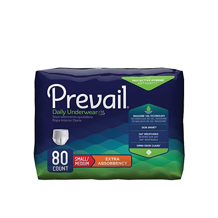 Prevail Adult Incontinence Underwear for Men & Women, Maximum Absorbency, Medium, 80 Count