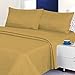 Deluxe Hotel 4-Piece Bed Sheet Set - Dobby Stripe - 100% Cotton Sateen - 300 Thread Count - Queen - Gold