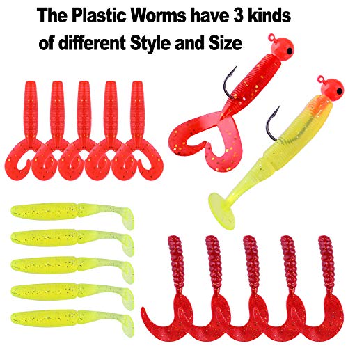 TOPFORT 51Pcs Fishing Lures Kit Set for Bass,Trout, Salmon Including Fishing Spoon,Soft Plastic Worms, CrankBait, VIB Lures, Popper Lures, Minnow Lures, Jig Hooks,Topwater Lures with Tackle Box