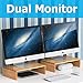 Well Weng Dual Monitor Riser Bamboo Desktop Stand for Computer,Laptop,Printer,iMac,Componentthumb 1