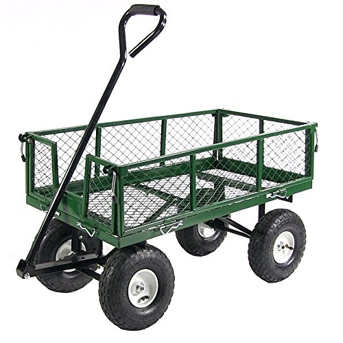 Sunnydaze Green Heavy Duty Steel Log Cart, 34 Inches Long x 18 Inches Wide, 400 Pound Weight Capacity