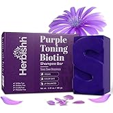 Herbishh Purple Shampoo Bar for Blonde Hair with Biotin – Solid Bar to Neutralize Brassy Tones, Strengthen & Add Shine, For Grey Coverage, Color-treated & Highlighted Hair Vegan & Sulfate-Free 3.53 oz