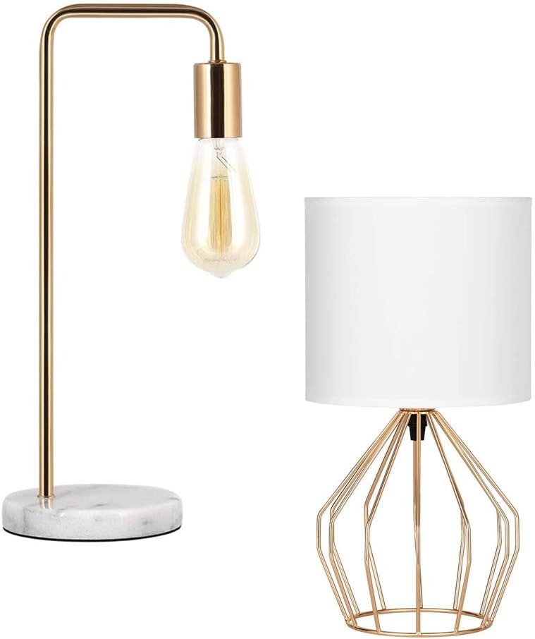 gold industrial table lamp