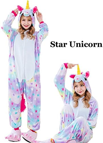 MiFier Unisex Adults Animal Pajamas Unicorn Cosplay Costume Kigurumi Onesie (S (US2-8), Star)