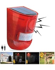 Solar Sound & Light Alarm Motion Sensor 110 Decibels Siren Sound Alert & 6LEDs Flash Warning Strobe Security Alarm System for Farm Villa