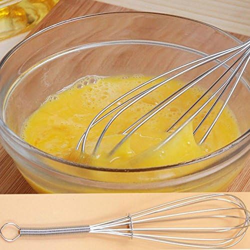 NAOAO Stainless Steel Mini Egg Whisk Mixer Ballon Wire Frother Foamer Foaming Creamy Coffee Mixer for Blending, Whisking, Beating Stirring, Pack of 2