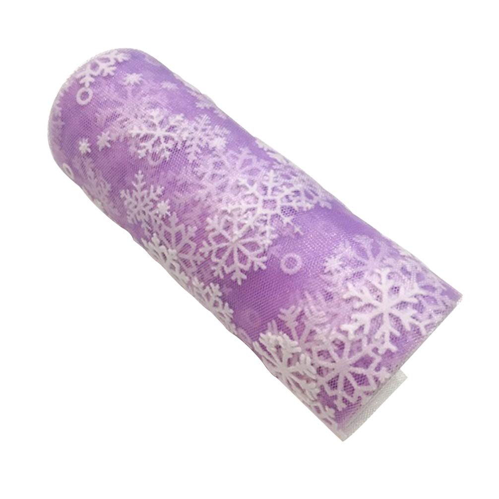 Christmas Organza Ribbon Roll Glitter Sheer Snowflake Ribbon for Christmas Tree Ornaments Wrapping Party Decorations Lavender 15cm 10Yards
