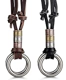 Jstyle Leather Necklace for Men Women Chain Rope Vintage Cool Pendant Adjustable