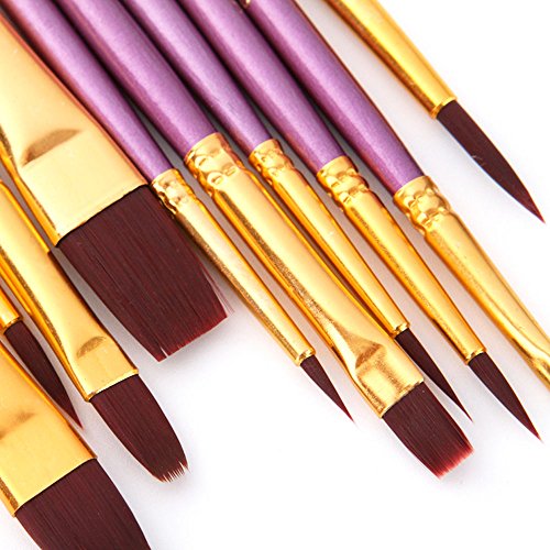 Geboor 4pcs Paint Tray Palette with Ten-Well Thumb Hole and 10pcs Watercolor Paint Brush Pen Set Perfect for Painting Canvas, Ceramic, Clay, Wood, Models