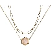 rgwtgkyh Rose Quartz Pendant Necklaces for Women 14k Gold Amazonite Gemstone Necklace Green Purple Pink Stone Necklace